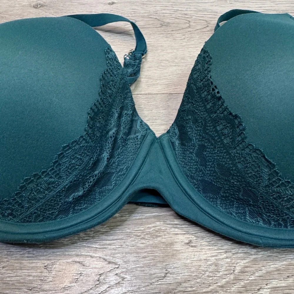 Soma Embraceable Perfect Coverage Underwire Bra Dark Teal Green Lace 36DD